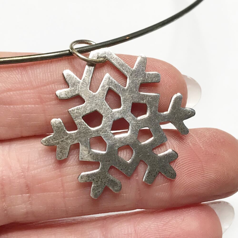 SX Signed 925 Sterling Silver Large Snowflake Necklace Pendant Openwork Cutout - Picture 10 of 10